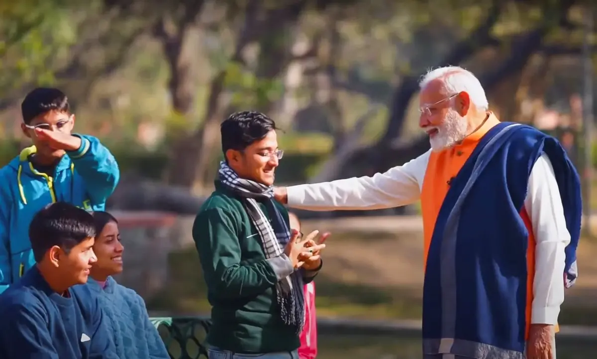 Prime Minister Narendra Modi interacst with students on different aspects of stress-free exams under Pariksha Pe Charcha | Photo: PTI