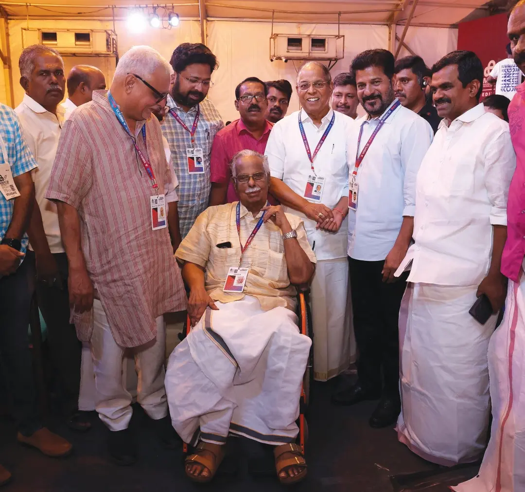 T Padmanabhan with Revanth Reddy at MBIFL 2025 | Photo: Mathrubhumi