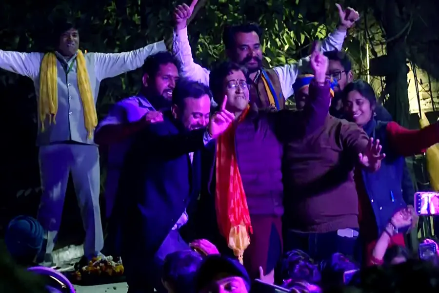 Delhi elections: Atishi celebrates victory with supporters at residence