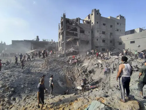 Palestinians inspect the damage of buildings destroyed by Israeli airstrikes on Jabaliya refugee camp on the outskirts of Gaza City | AP - File photo