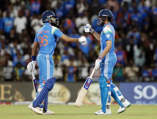 India's Shreyas Iyer and Shubman Gill celebrate their partnership during the 1st ODI match against England, at VCA stadium in Nagpur on Thursday. |Photo: ANI
