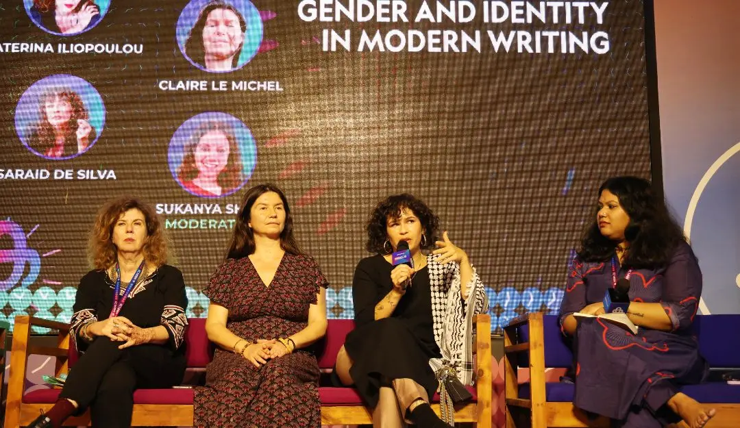 The session on 'The Intersection of Gender and Identity in Modern Writing', moderated by Sukanya Shaji (Extreme Right)