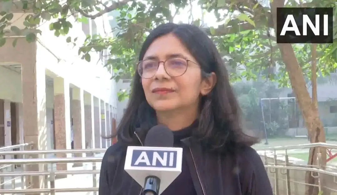 AAP MP Swati Maliwal after casting her vote in Delhi elections on Wednesday