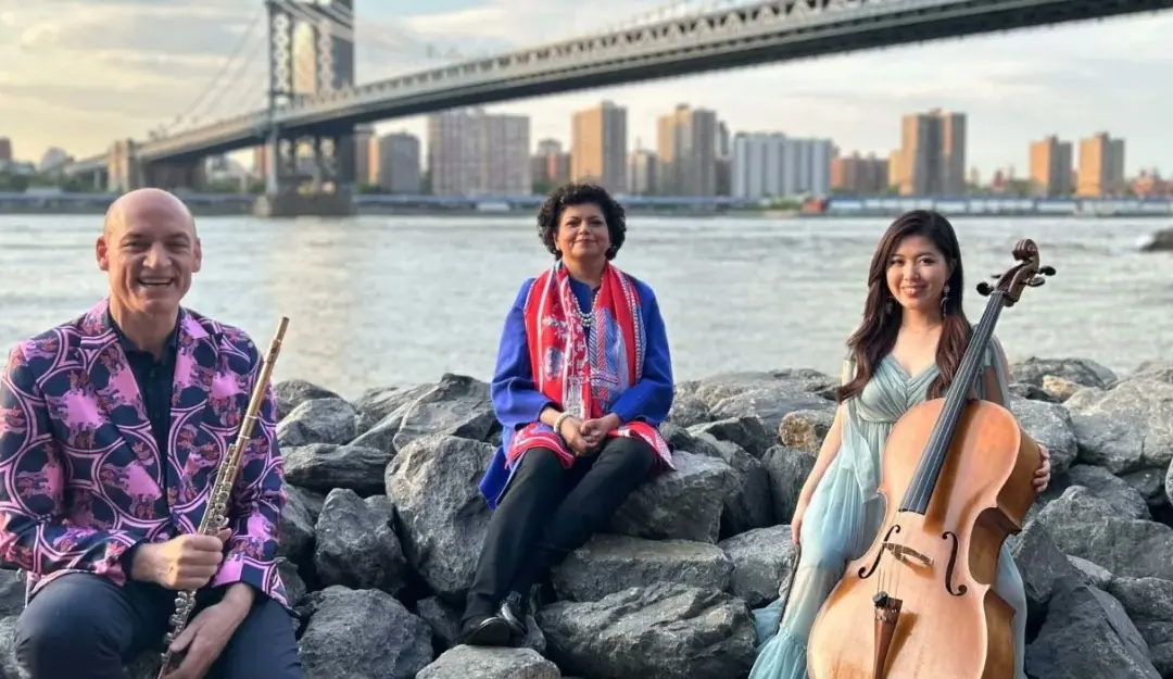 The Grammy winning album Triveni -- The Conversation, featuring: Wouter Kellerman (flute), Chandrika Tandon and Éru Matsumoto (cello).