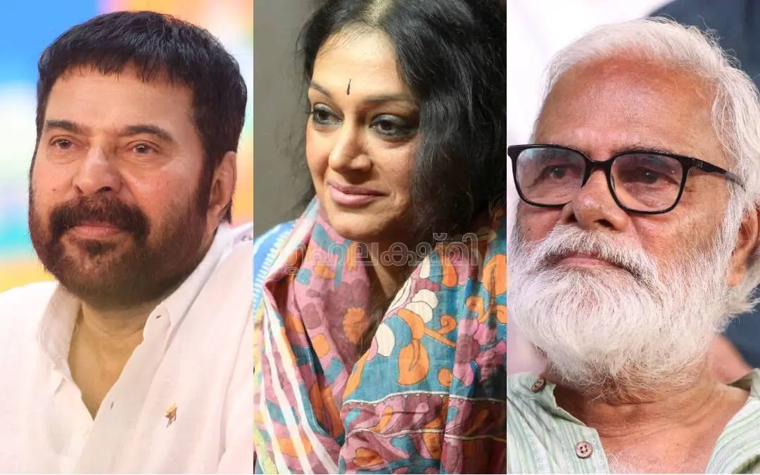 From (L) Mammooty, Shobana and TV Chandran | Photos: MBI
