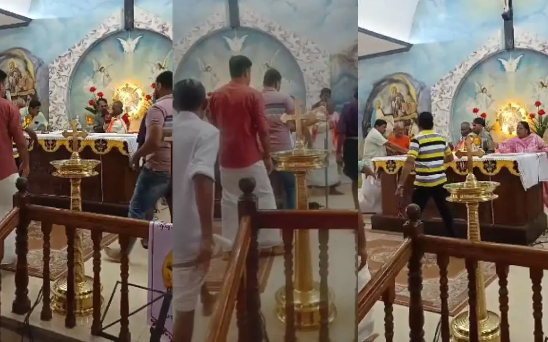 The altercation that occured at Prasadagiri Church in Thalayolaparambu.
