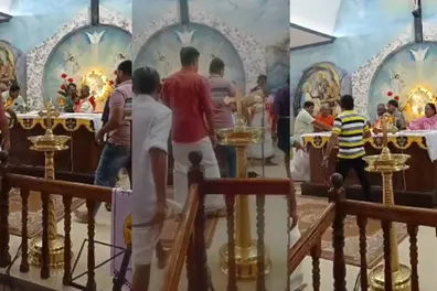 Attack on priest during holy mass at Kottayam church; several injured | Video
