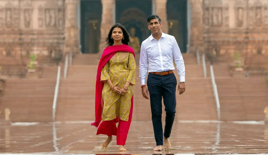 Rishi Sunak with his wife Akshata Murty, daughter of Sudha Murty (Photo: ANI)