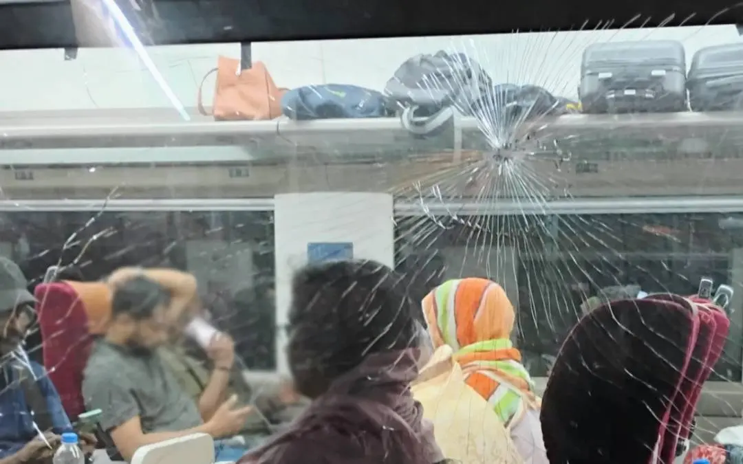 Train window shattered in stone pelting incident