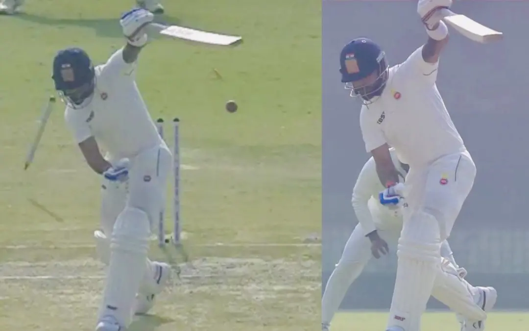 Kohli gets dismissed clean bowled by Sangwan | Photo: x.com/InsideSportIND