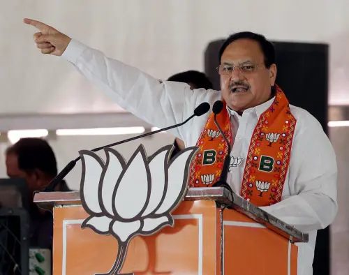 J P Nadda at an election rally. l Photo: ANI
