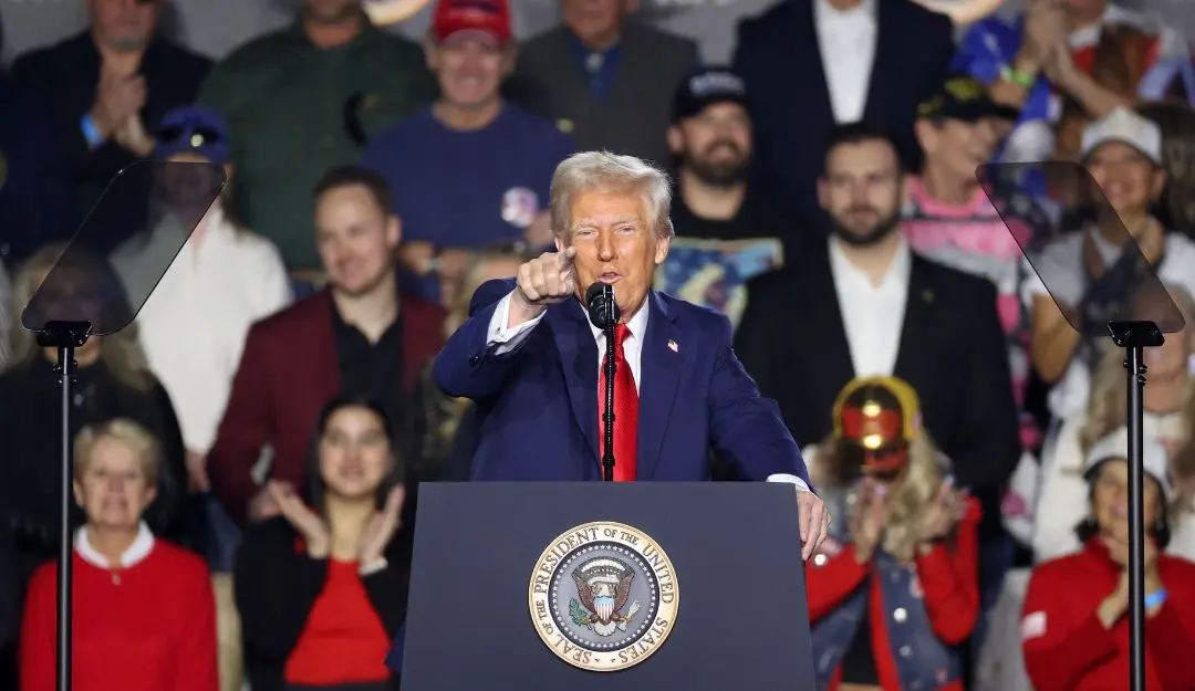 US President Donald Trump speaks at a rally at Circa Resort and Casino in Las Vegas, Nevada | Photo: AFP