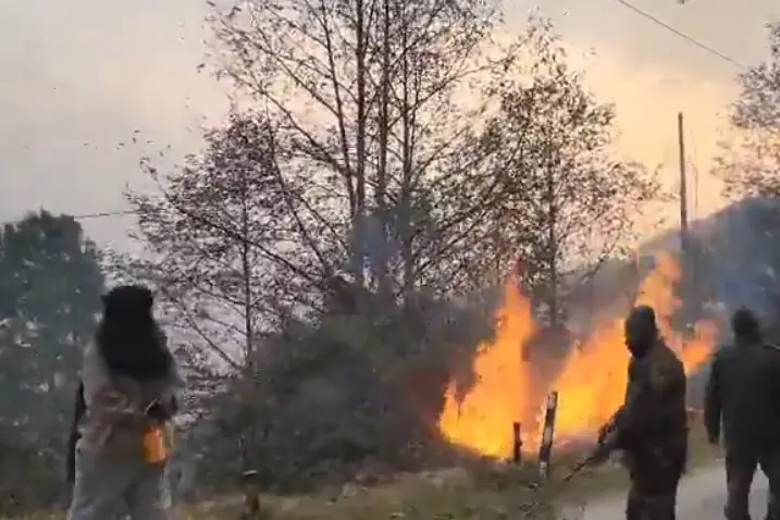 Massive wildfire erupts near Tawang Chu River in Arunachal Pradesh, no casualties reported