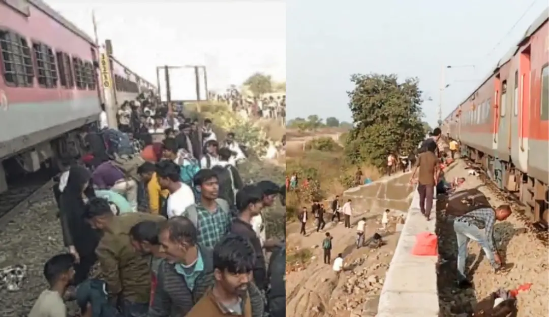Scenes from site following the death of several passengers after they stepped down due to a rumour of fire and were run over by another train passing on the adjacent tracks, in North Maharashtra's Jalgaon district. | PTI