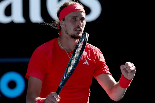 Germany's Alexander Zverev celebrates the match point against USA's Tommy Paul during their men's singles quarterfinal match on day ten of the Australian Open tennis tournament in Melbourne on January 21, 2025. | Photo: AFP