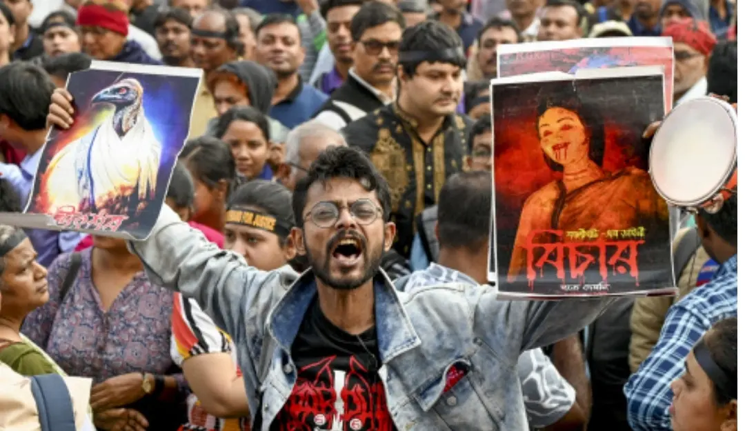 Protestor demanding justice during convict Sanjay Roy's hearing in the RG Kar rape-murder case, in Kolkata on Monday. | ANI