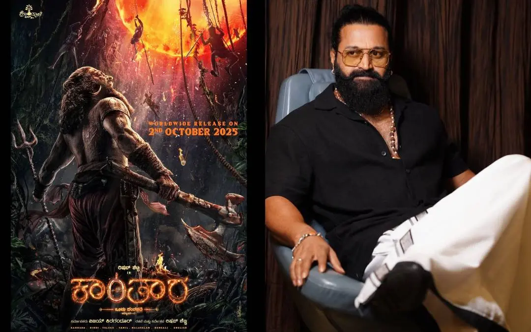From (L) Poster of Kantara A Legend - Chapter 1; Actor Rishab Shetty | Photo: Instagram/rishabshettyofficial
