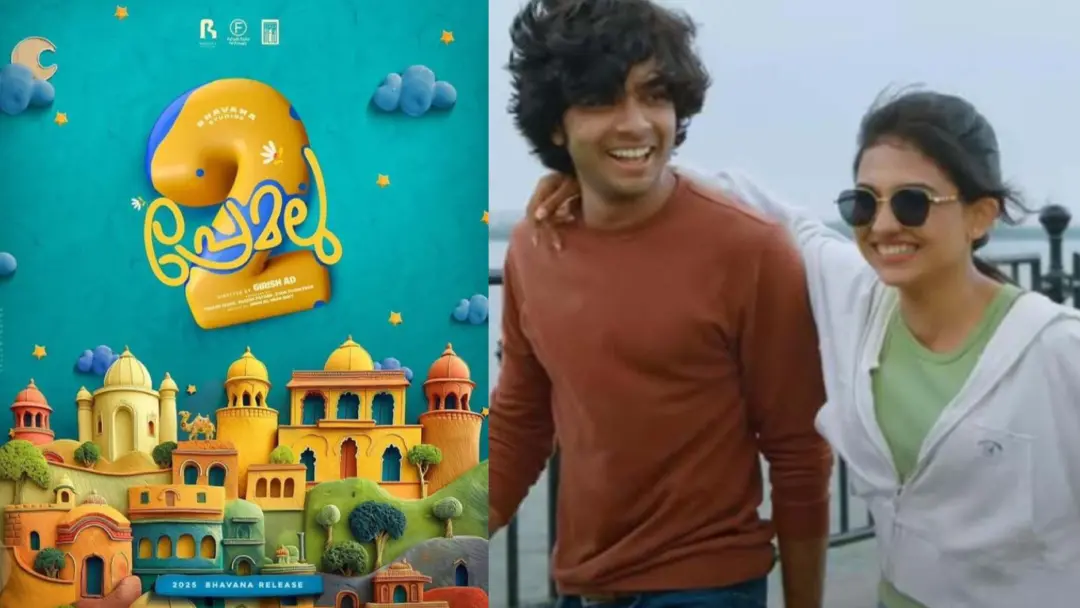 From (L) Premalu 2 title poster; Naslen and Mamitha in Premalu | Photos: X/Screengrab