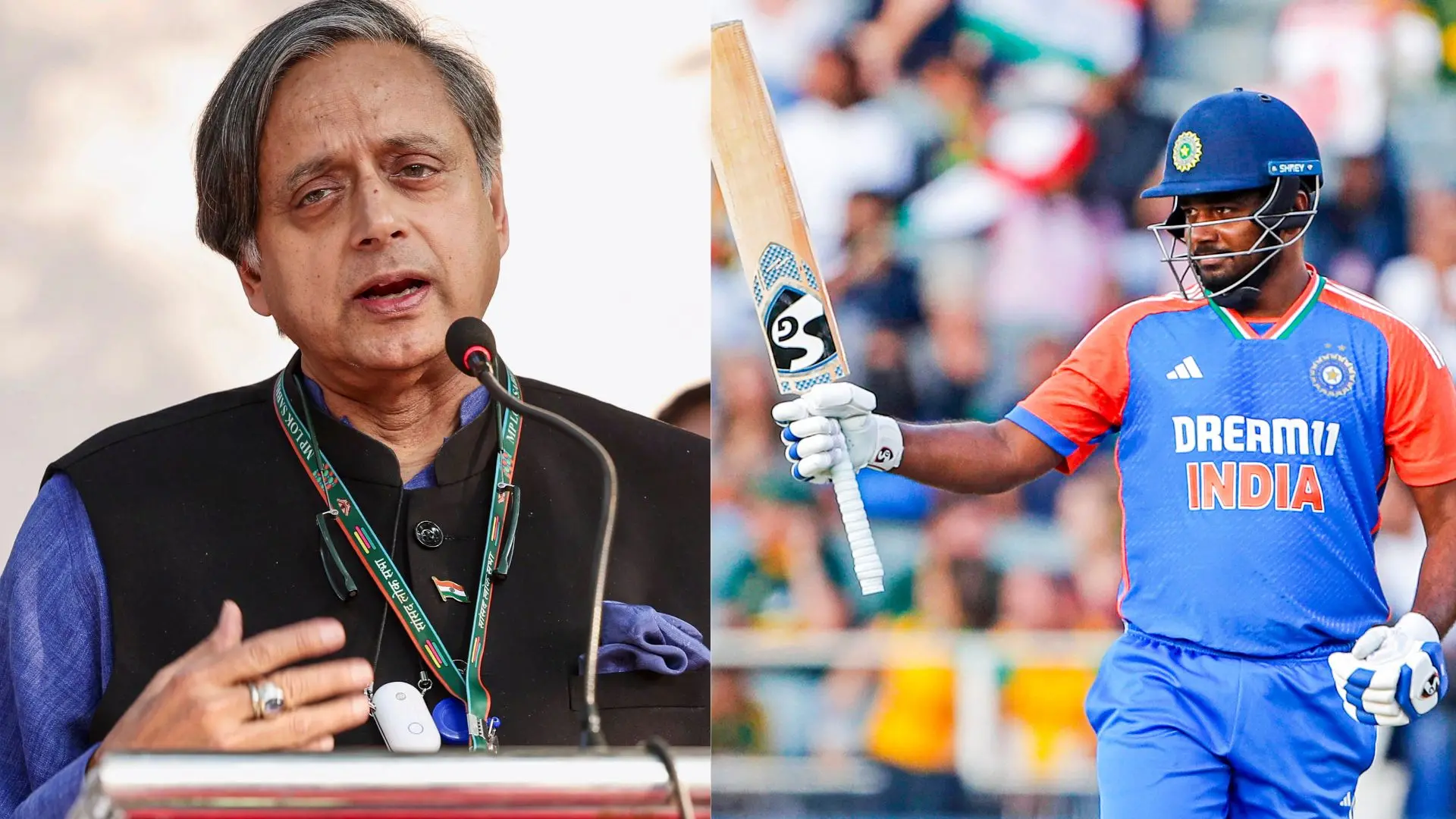 Shashi Tharoor, Sanju Samson (Photo: PTI, ANI)