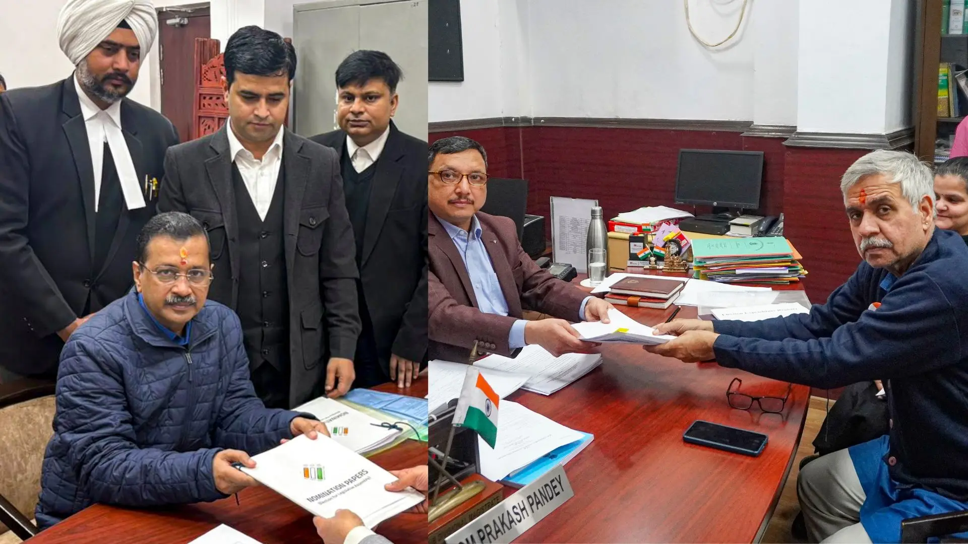 AAP National Convener and party candidate Arvind Kejriwal, Congress candidate Sandeep Dikshit files nomination for the upcoming Delhi Assembly elections | Photo: PTI
