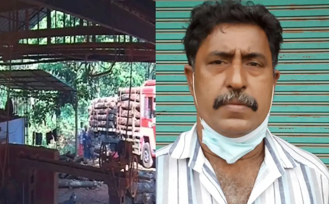 മരമില്ലിൽ നടന്ന അപകടദൃശ്യം, മരിച്ച ഷംസുദ്ദീൻ | ഫോട്ടോ: അറേഞ്ച്ഡ്