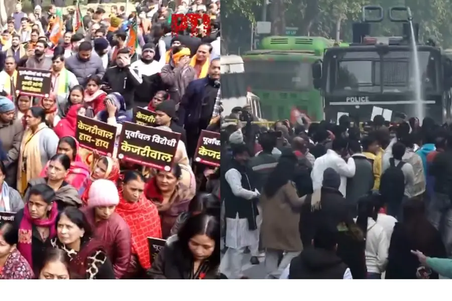 BJP workers clash with police near Kejriwal’s residence over Purvanchali remarks