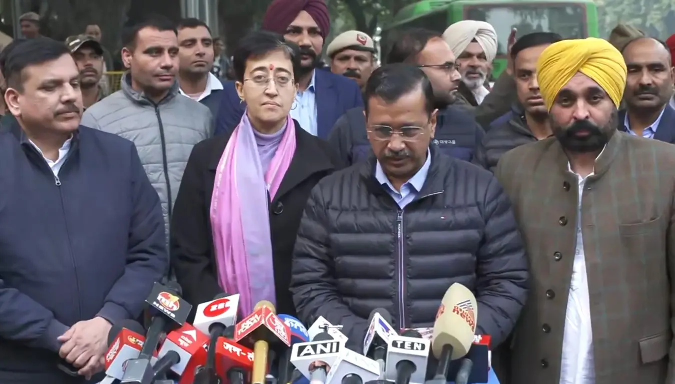 AAP leaders talking to media after the meeting with Election Commission. |Screen grab: X