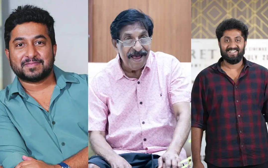 From (L) Vineeth Sreenivasan, Sreenivasan and Dhyan Sreenivasan | Photos: MBI