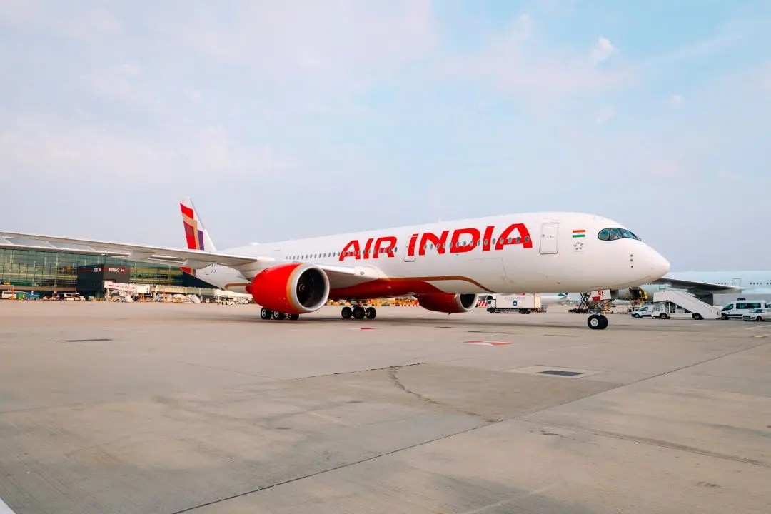 Air India's Airbus A350 at Heathrow Airport
