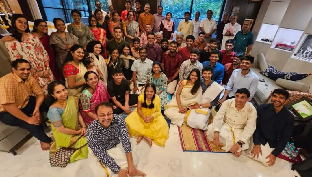 The gathering at the residence of Viswanathan Anand in Chennai