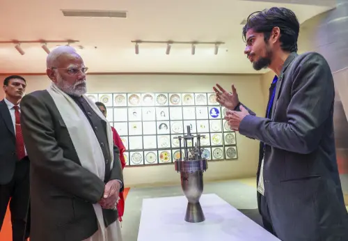 PM Narendra Modi visits an exhibition at the Viksit Bharat Young Leaders Dialogue 2025, in New Delhi. | PMO