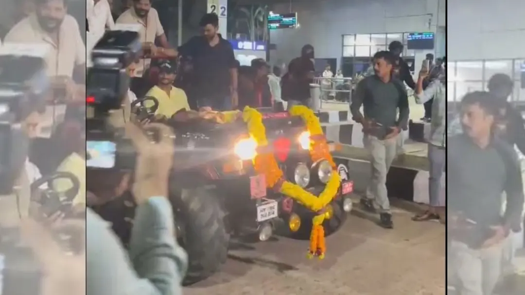 Nitish Kumar Reddy receives a warm reception at Visakhapatnam | Screengrab: IANS