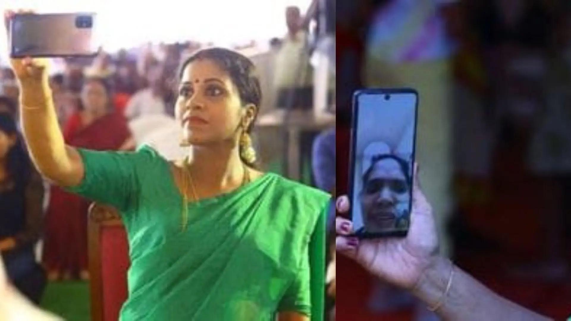 Ramya Harish showing Sreedevi the performance of Sreenanda, Sreedevi video conferencing through phone