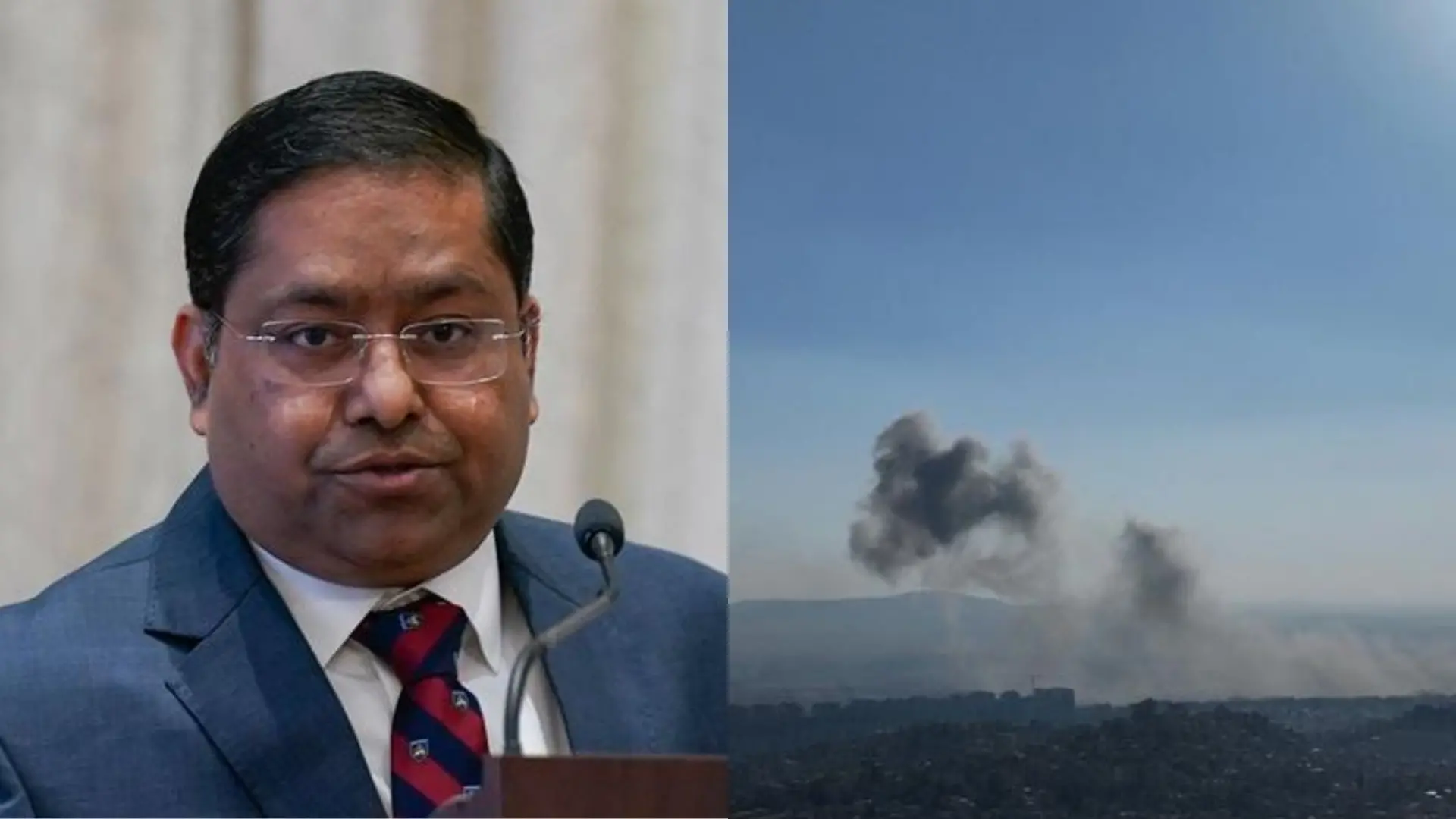 Randhir Jaiswal and representational image of airstrike | Photo: AFP, AP