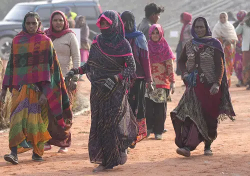 Workers are seen at the newly-inaugurated 'Yamuna Vatika' on a hazy winter afternoon, in New Delhi. |Photo: PTI