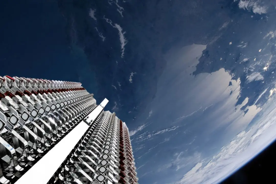 A Starlink satellite in orbit over earth