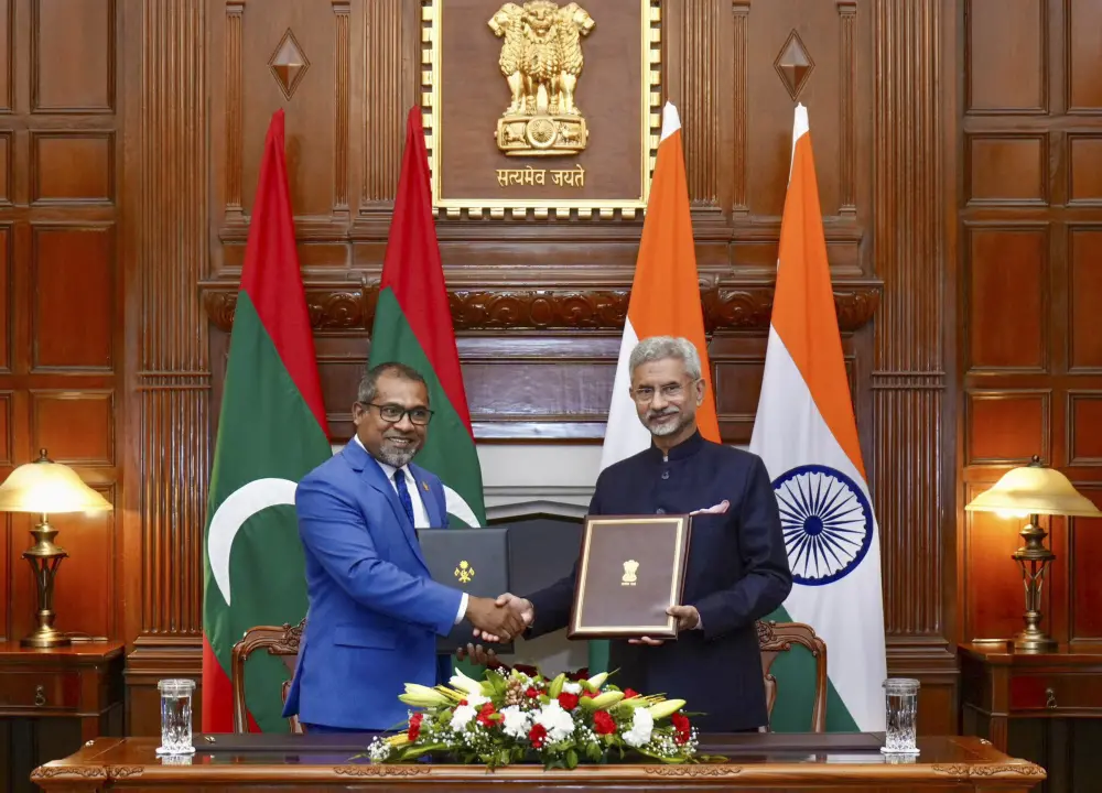 External Affairs Minister S. Jaishankar with Minister of Foreign Affairs of Maldives Abdulla Khaleel | PTI