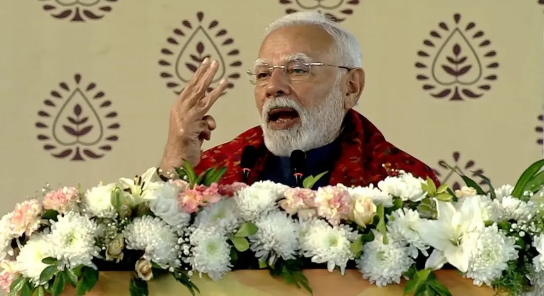 Prime Minister Narendra Modi addressing the public meeting | Photo: X / BJP