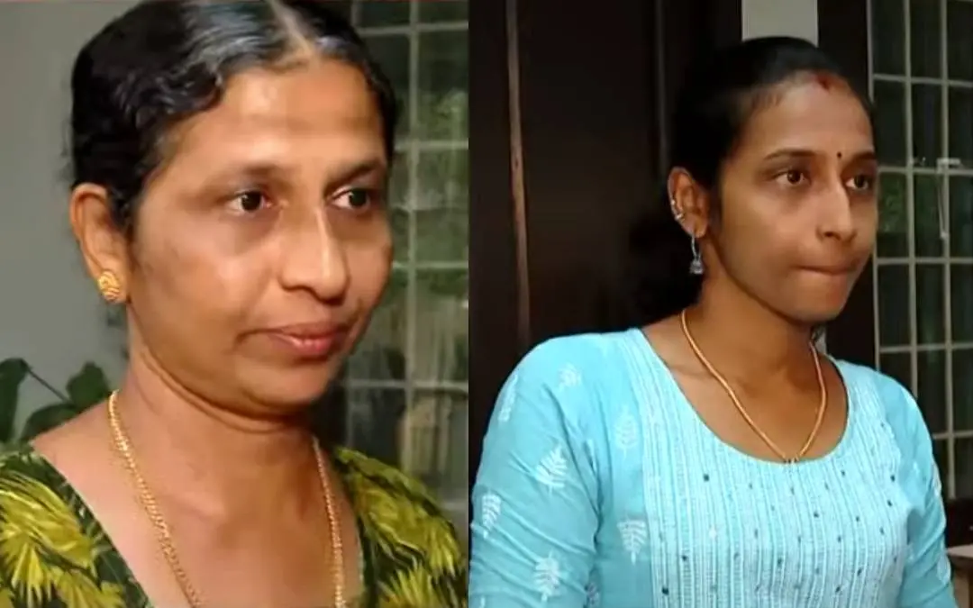 Sarathlal's mother Latha and sister Amritha