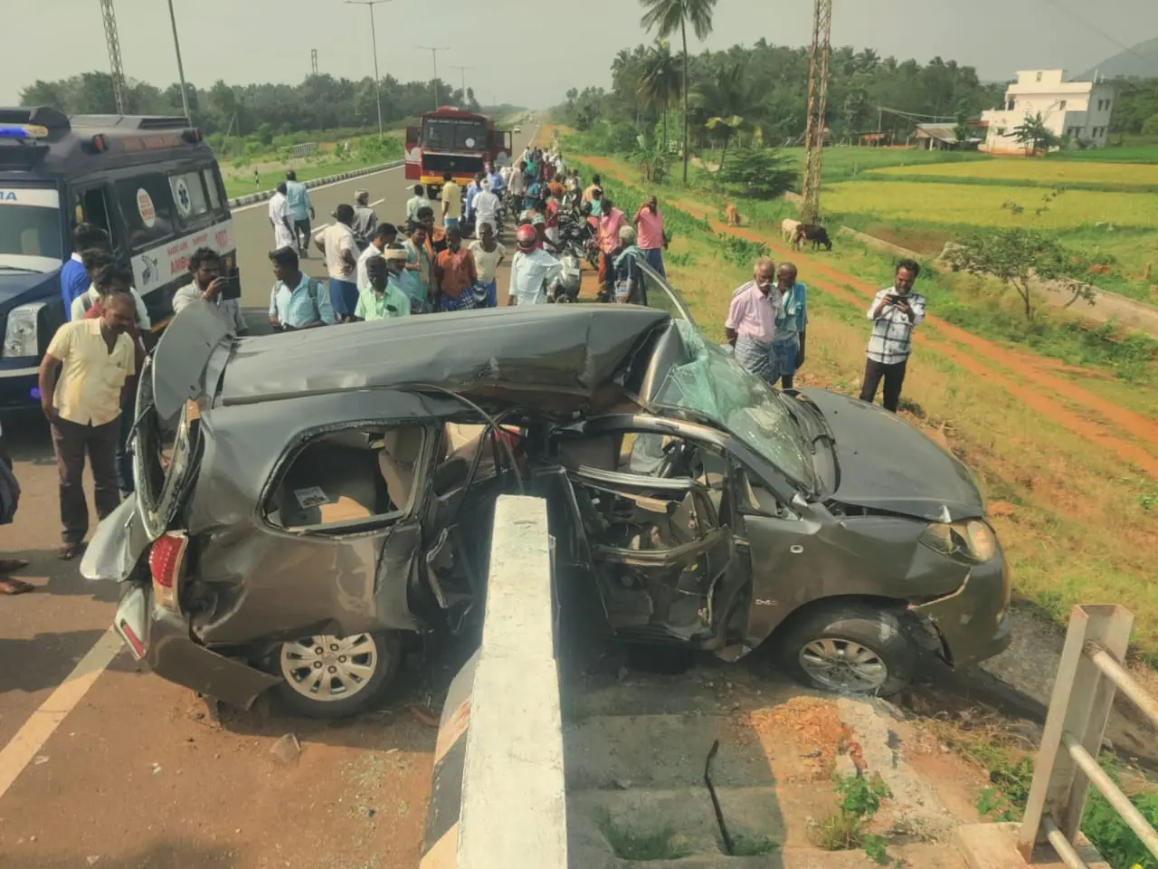 The car involved in the accident in Tamil Nadu | Photo: Special Arrangement