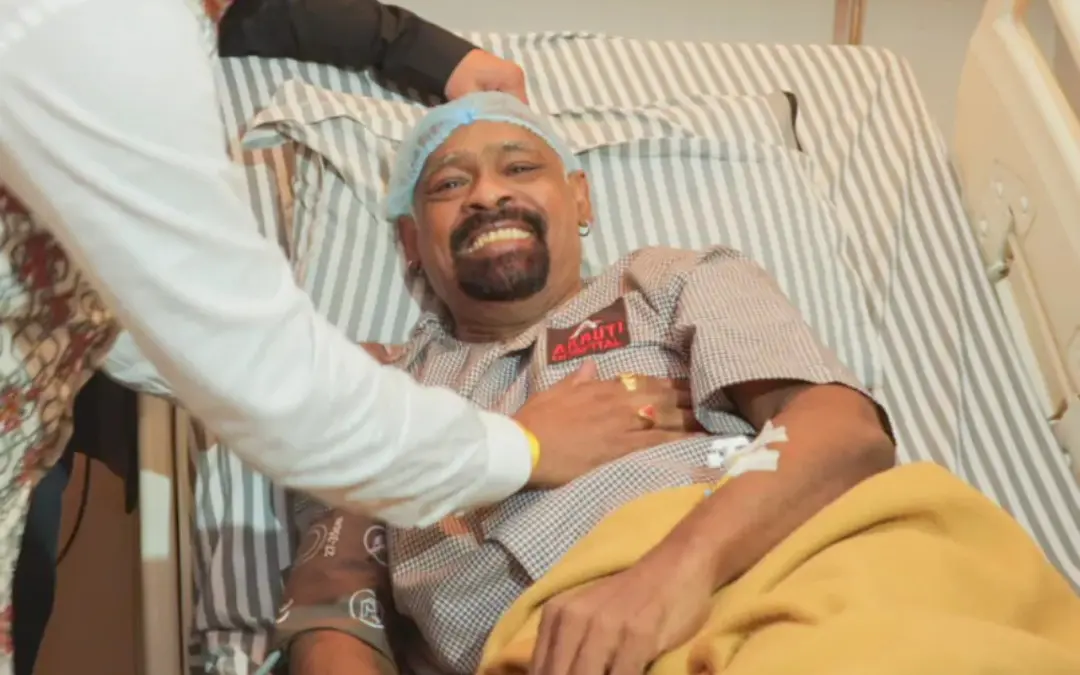 File photo of Vinod Kambli recovering at a hospital