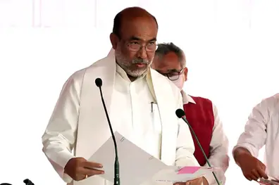 N Biren Singh takes oath as Chief Minister of Manipur