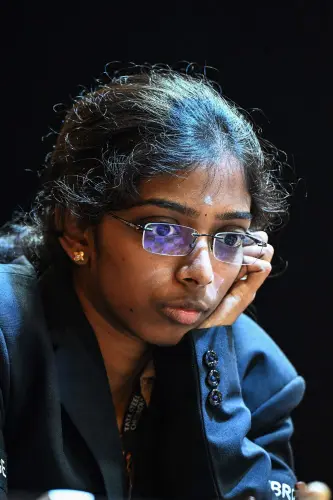 India's chess grandmaster Vaishali Rameshbabu gestures during a game (file photo) | Photo: AFP