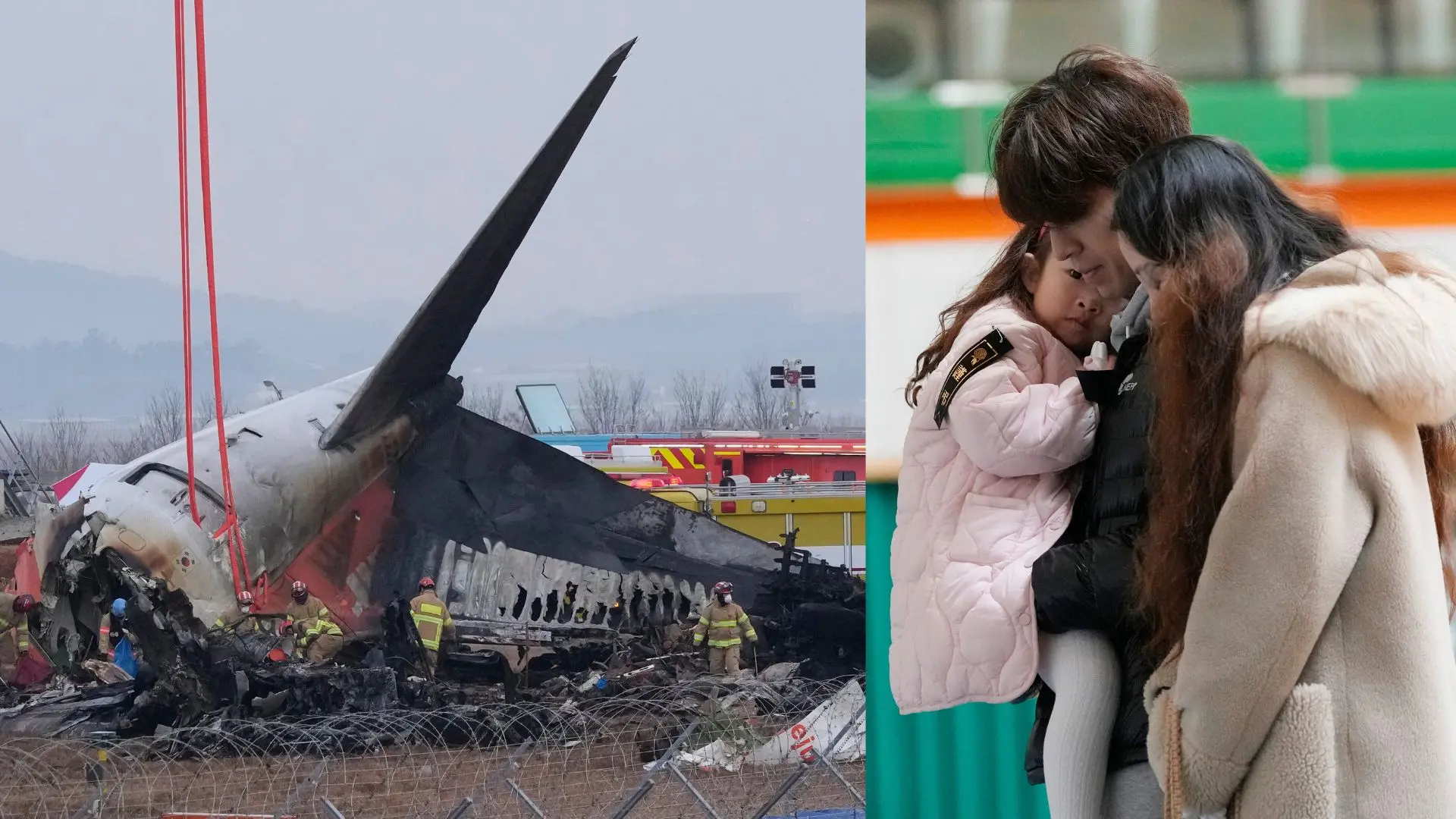Rescue team members work at the site of a plane fire at Muan International Airport, Mourners pray for the victims | Photo: AP