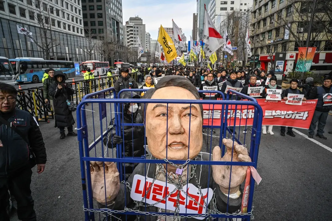 Demonstrators from a labour group take part in a protest calling for the ouster of South Korea's President Yoon Suk Yeol outside City Hall in Seoul | File Photo: AFP