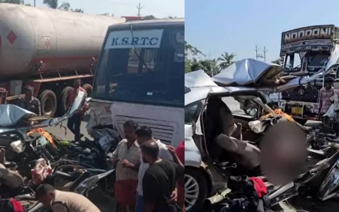 KSRTC bus and car involved in the accident