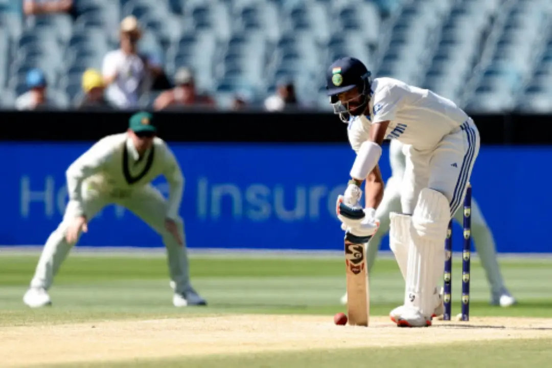 Mohammed Siraj jams down on the ball on day four of the fourth cricket Test match between Australia and India at the Melbourne Cricket Ground (MCG) in Melbourne. | Photo: AFP