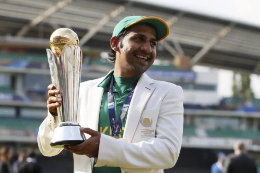 Pakistan's captain Sarfraz Ahmed holds the trophy after the award ceremony for the ICC Champions Trophy at The Oval in London in 2017. | File Photo: AP