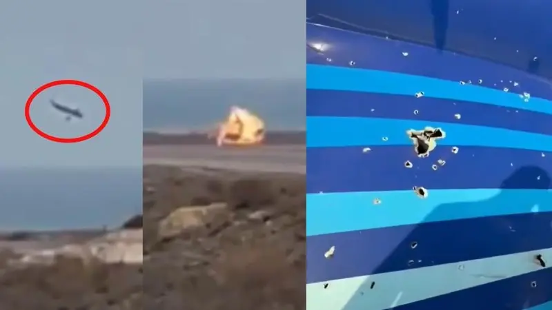 The visuals of the plane crash in Azerbaijan