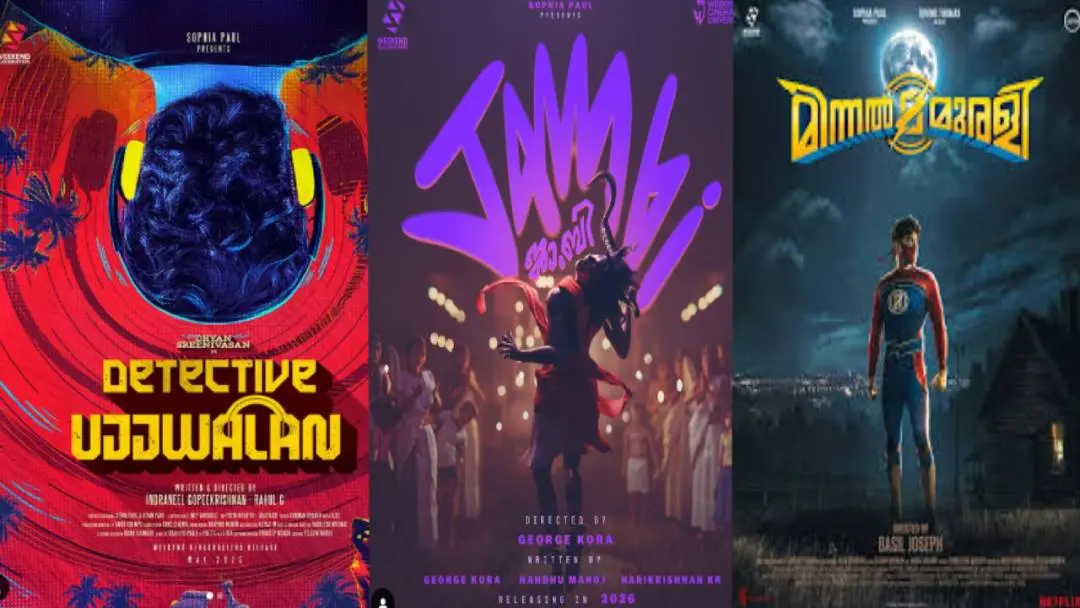 From (L) Posters of Detective Ujjwalan, Jambi & Minnal Murali.